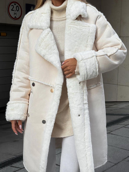 Classic Fit Ladies Tailored Overcoat with Lapel Collar