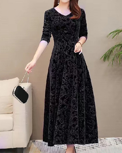 Ladies Formal Midi Dress with V Neckline