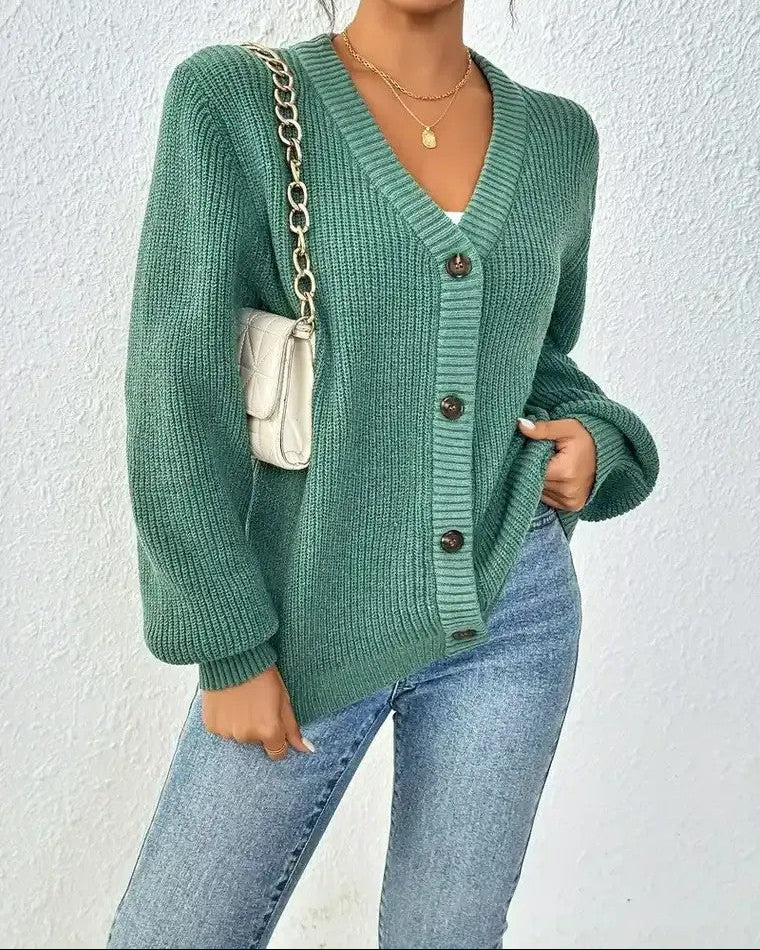Soft V-Neck Women's Button Cardigan Sweater