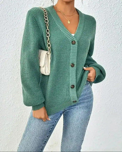 Soft V-Neck Women's Button Cardigan Sweater