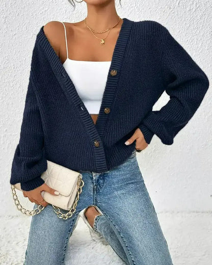 Soft V-Neck Women's Button Cardigan Sweater