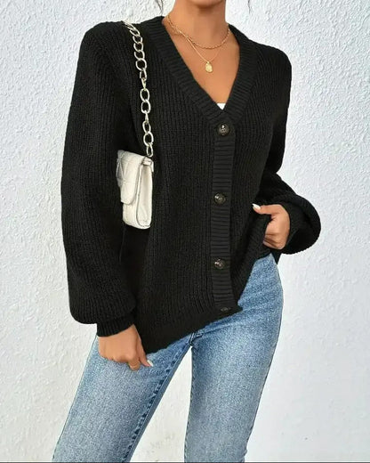 Soft V-Neck Women's Button Cardigan Sweater