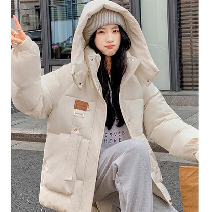 Warm Women's Down Filled Parka Coat with Hood