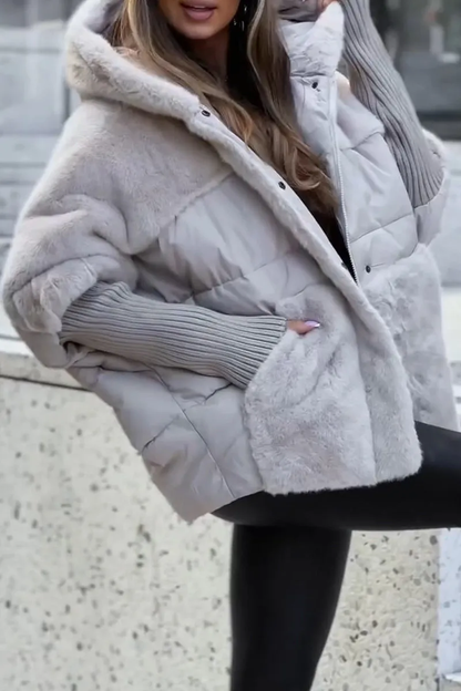 Warm Women's Padded Parka with Hood and Fleece Lining
