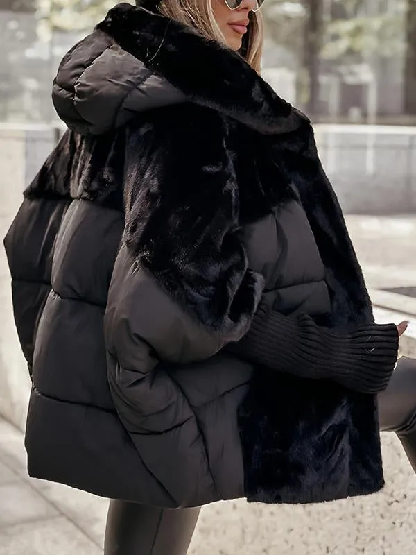 Warm Women's Padded Parka with Hood and Fleece Lining