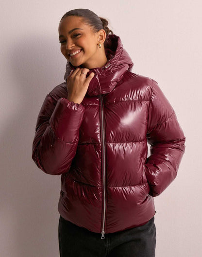 Warm Women's Zip Up Puffer Coat with Cuffed Sleeves