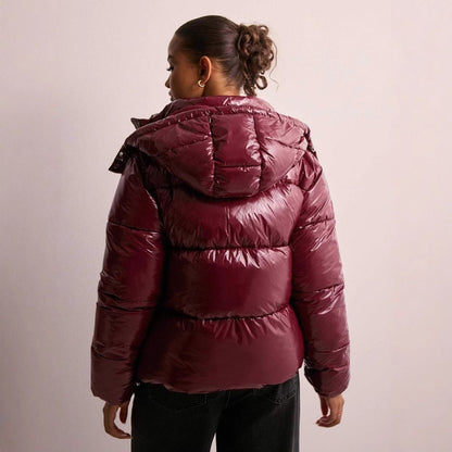 Warm Women's Zip Up Puffer Coat with Cuffed Sleeves