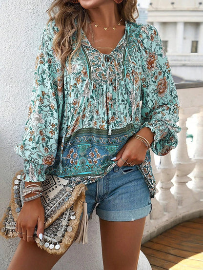Ladies Floral V Neck Top