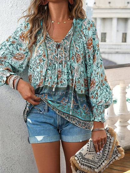 Ladies Floral V Neck Top