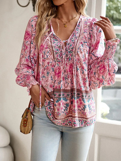 Ladies Floral V Neck Top - Nocini