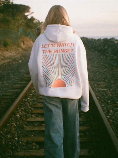 Ladies' Pullover Hoodie with Sunset Graphic