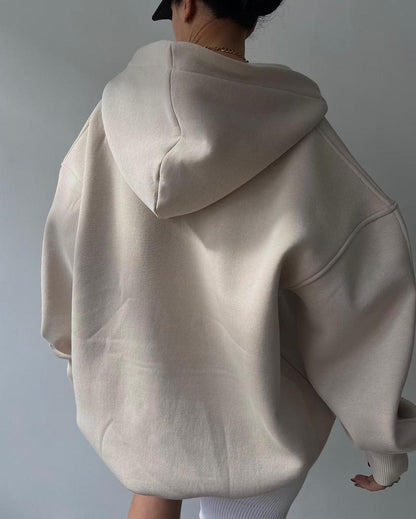 Ladies' Casual V-Neck Sweatshirt with Cuffed Sleeves