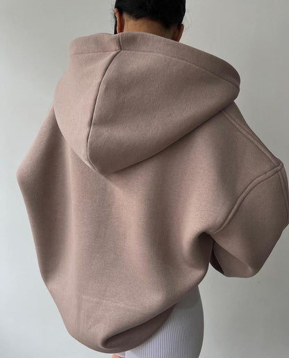 Ladies' Casual V-Neck Sweatshirt with Cuffed Sleeves