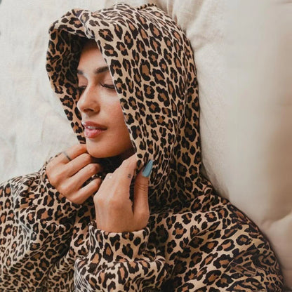 Ladies' Fleece Leopard Hooded Sweatshirt