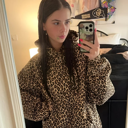 Ladies' Fleece Leopard Hooded Sweatshirt