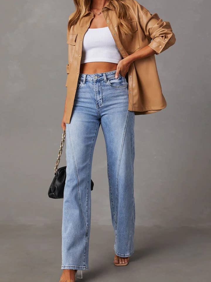 Classic High Waisted Straight Leg Women's Pants