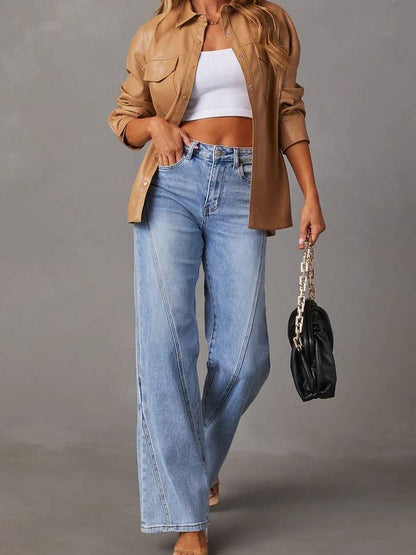Classic High Waisted Straight Leg Women's Pants