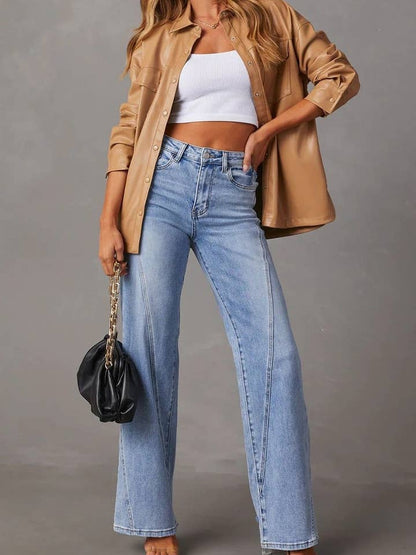Classic High Waisted Straight Leg Women's Pants