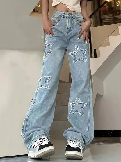 Fashionable Star Embellished High Waist Women's Pants - Nocini
