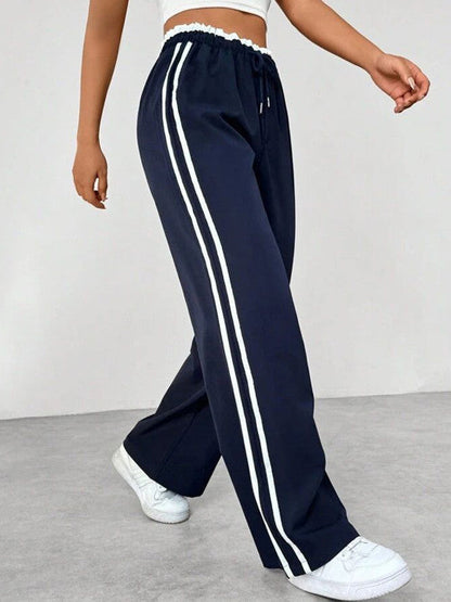 Ladies' Side Stripe Jogger Pants with Elastic Waist