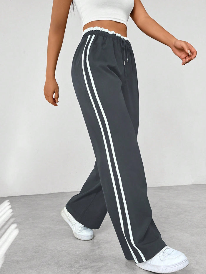 Ladies' Side Stripe Jogger Pants with Elastic Waist