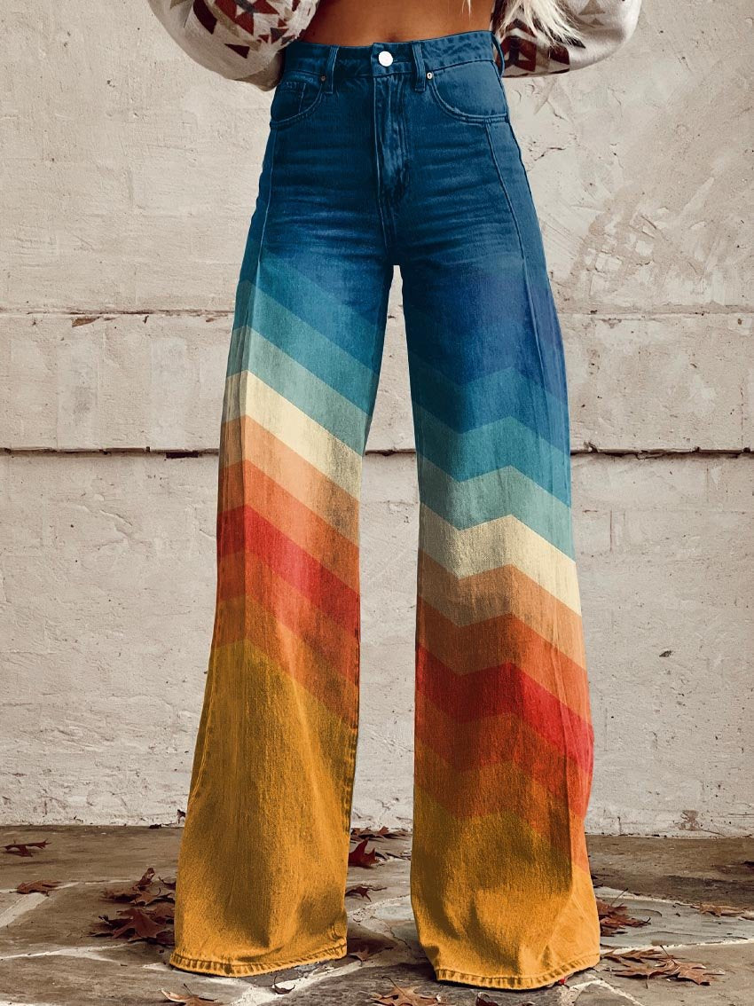 Loose Fit Women's Rainbow Color Trousers - Nocini
