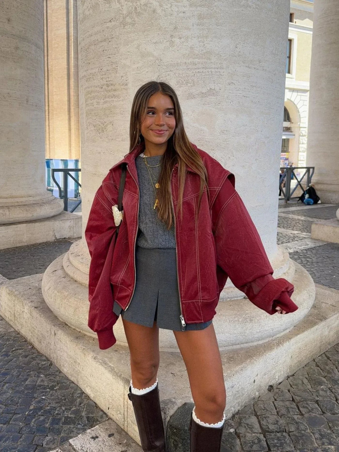 Fashionable Ladies Coat with Stand Up Collar - Nocini