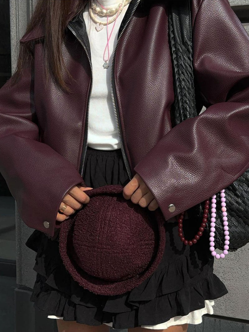 Ladies' Zip Up Coat with Stand Up Collar