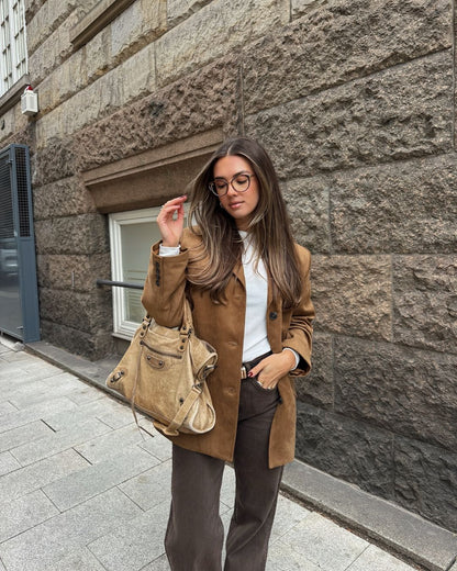 Ladies Classic Lapel Button Front Jacket