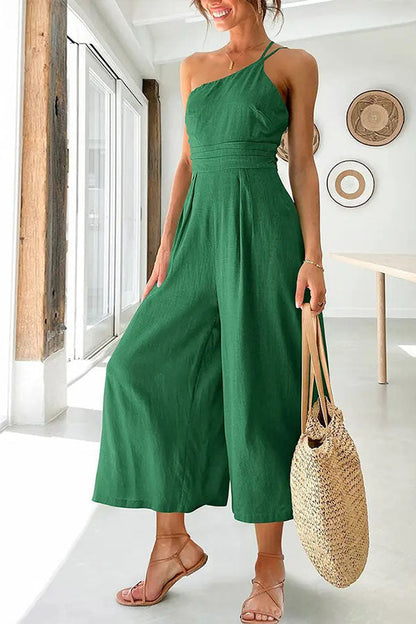 Chic One Shoulder Wide Leg Jumpsuit for Women