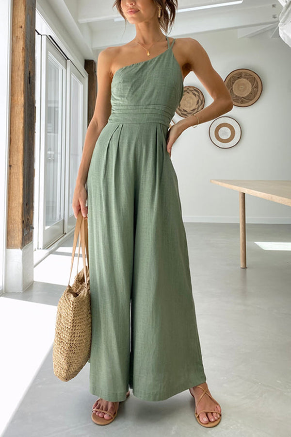 Chic One Shoulder Wide Leg Jumpsuit for Women