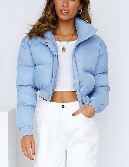 Warm Women's Padded Parka Jacket with Hood and Zip