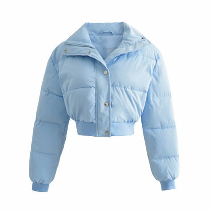 Warm Women's Padded Parka Jacket with Hood and Zip