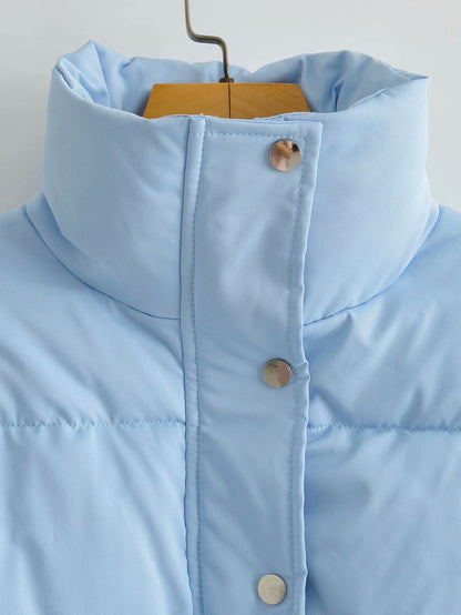 Warm Women's Padded Parka Jacket with Hood and Zip