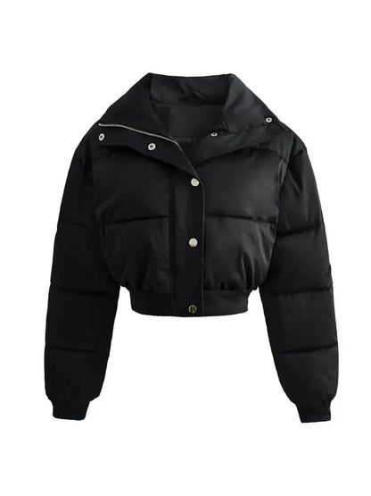 Warm Women's Padded Parka Jacket with Hood and Zip