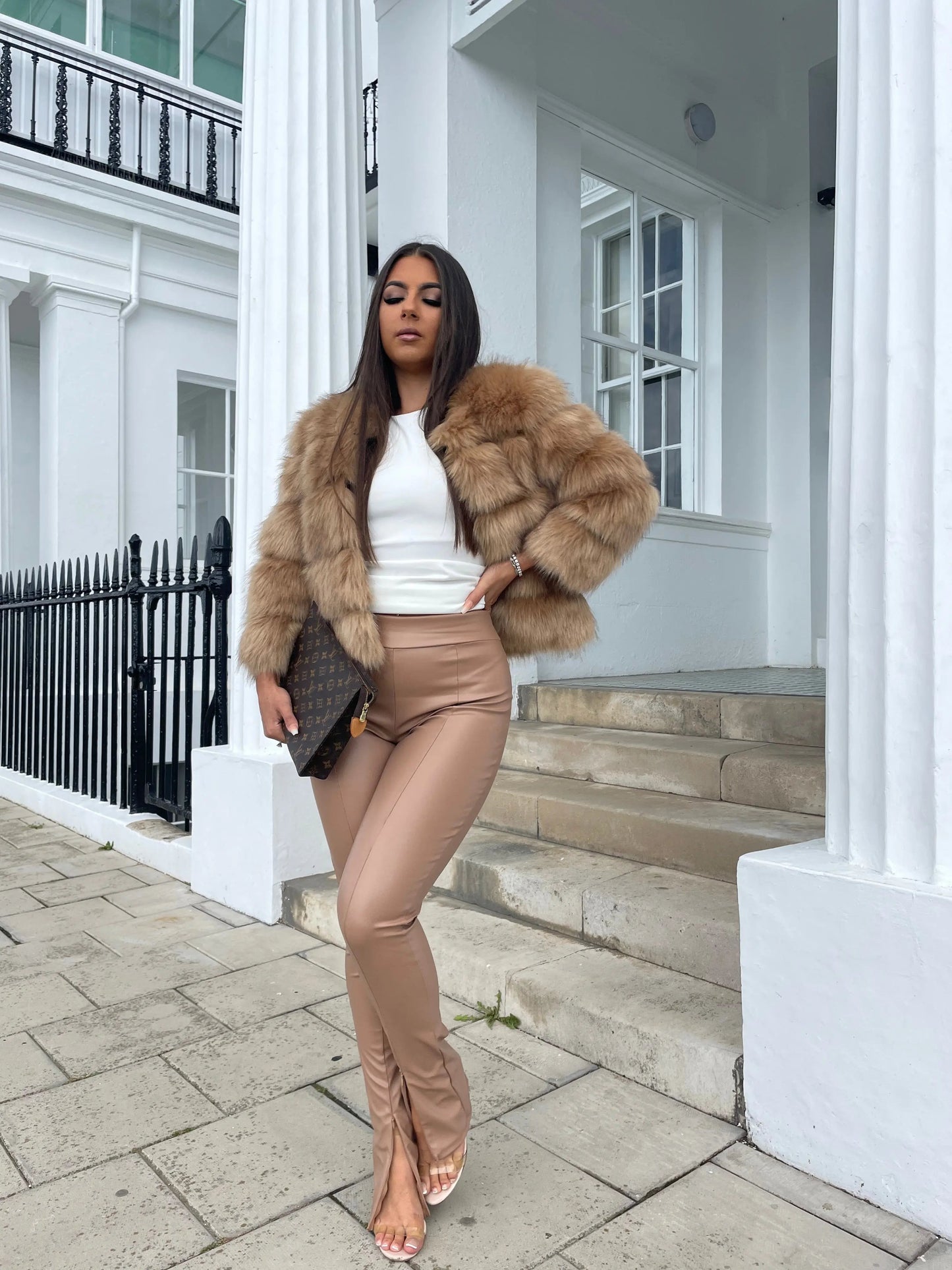 Luxury Faux Fur Open Front Coat for Women