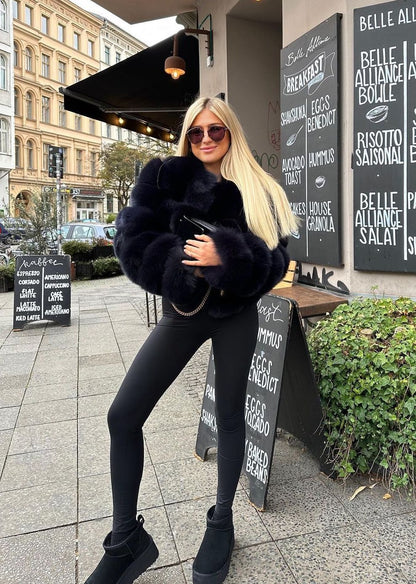 Luxury Faux Fur Open Front Coat for Women