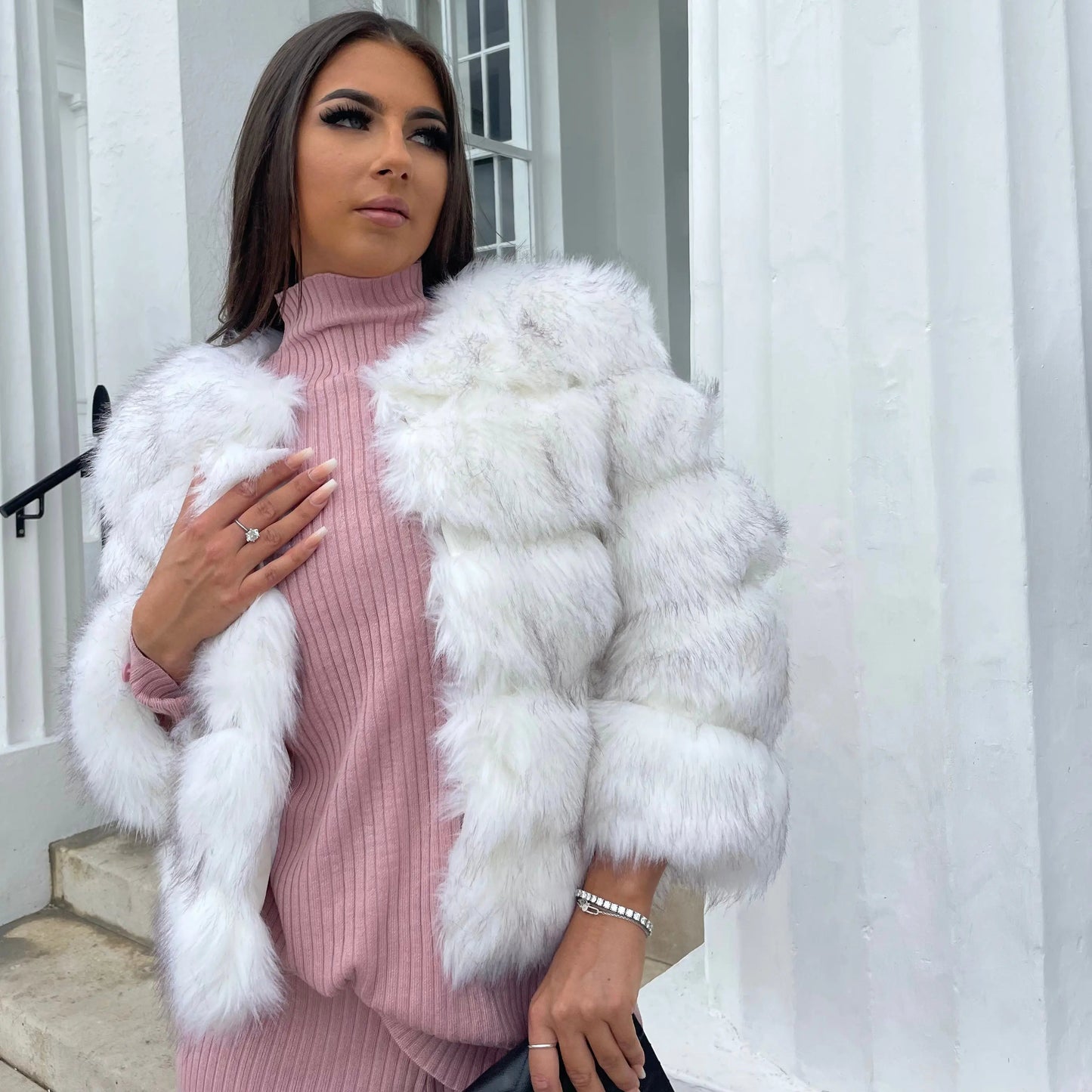 Luxury Faux Fur Open Front Coat for Women