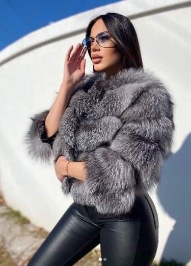 Ladies' Chic Fake Fur Coat with Wide Stripes