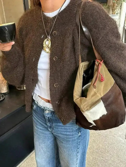 Ladies' Open Front Short Sweater Cardigan