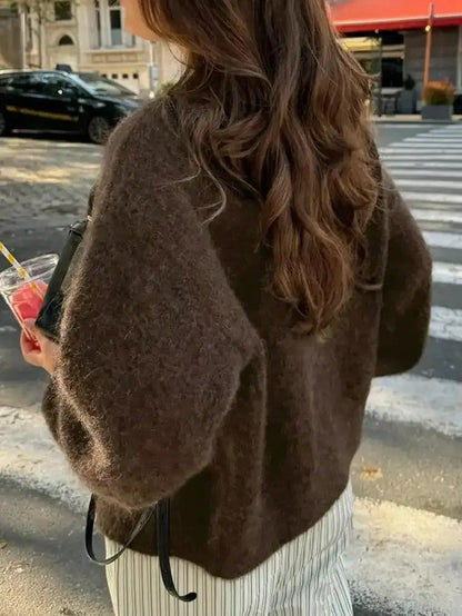 Ladies' Open Front Short Sweater Cardigan