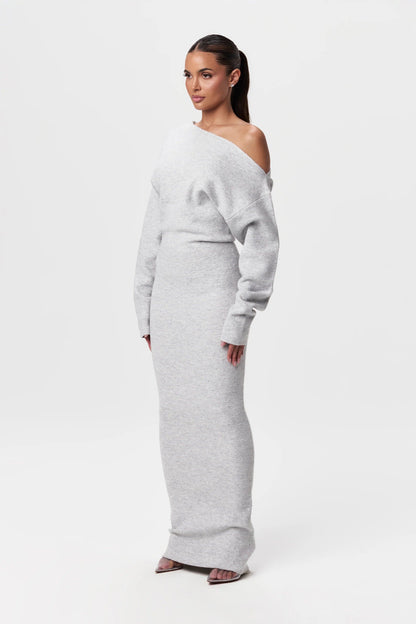 Women's Cozy Oversized Long Sleeve Dress with Cut Out Detail