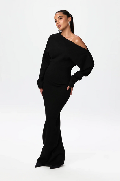 Women's Cozy Oversized Long Sleeve Dress with Cut Out Detail - Nocini