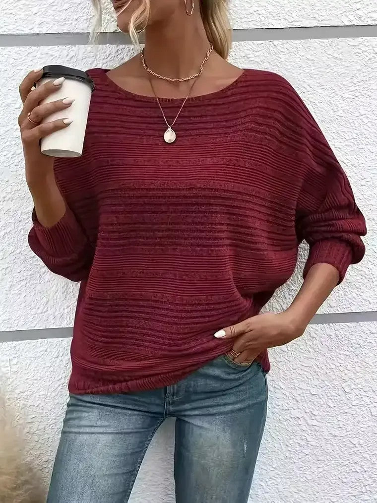 Women's Cozy Oversized Sweater with Round Neck