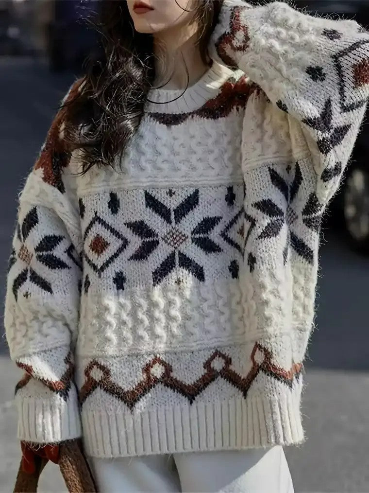 Warm Winter Snowflake Crew Neck Sweater - Nocini