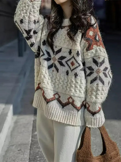 Warm Winter Snowflake Crew Neck Sweater