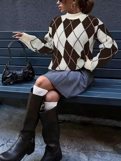 Ladies Cozy Crew Neck Long Sleeve Sweater