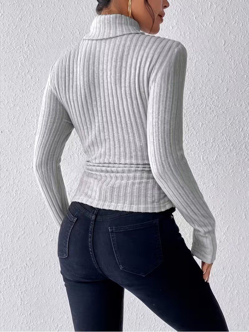Tall Women's Vertical Ribbed Sweater