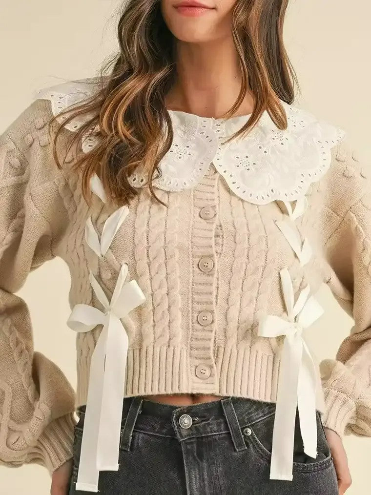 Women's Cozy Cable Knit Cardigan Sweater - Nocini