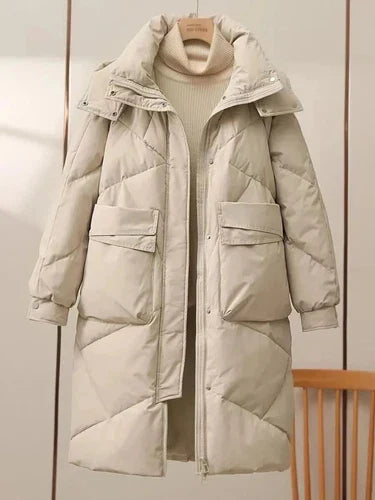 Warm Women's Padded Parka Coat with High Collar - Nocini